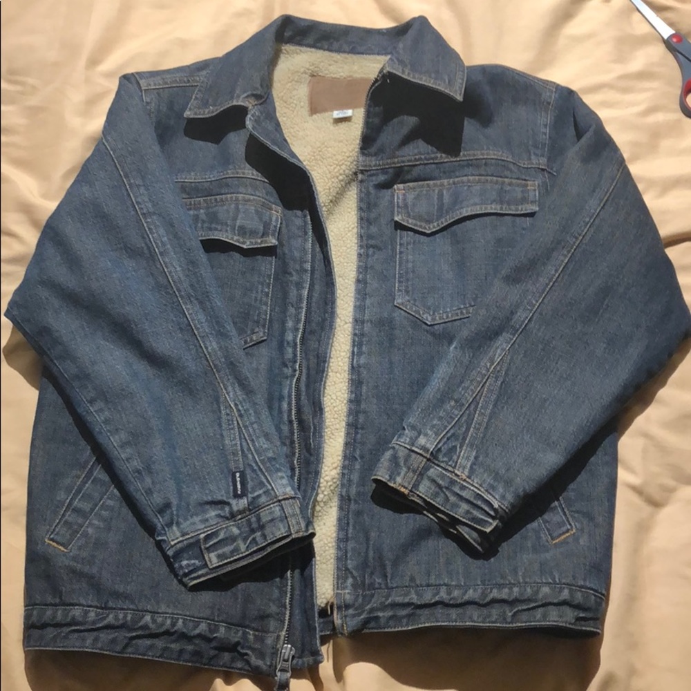 Vintage Sherpa Jean Jacket size Large Old Navy